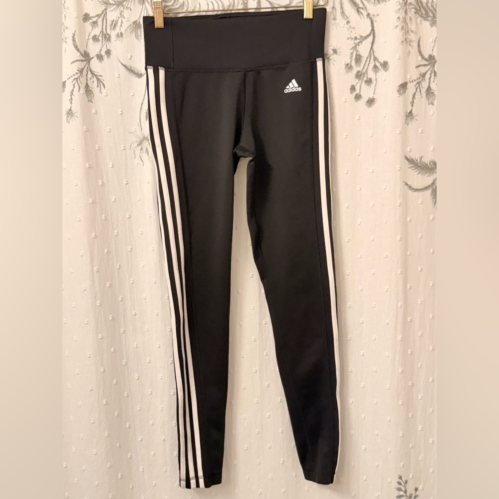 Adidas Black Leggings with White Accents
